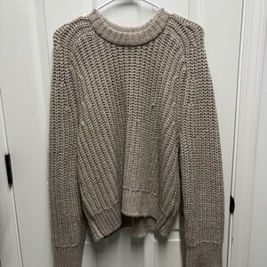 Abercrombie Chunky Knit Crewneck Sweater - Taupe